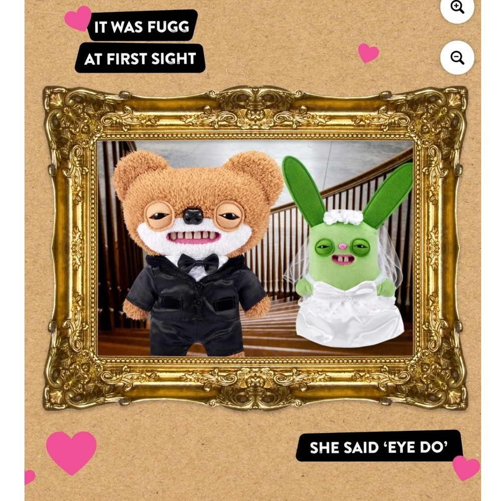 Fuggler‎ Wedding Day Bride Groom Limited Edition 2026 9" Plush Couple Tooth Ring